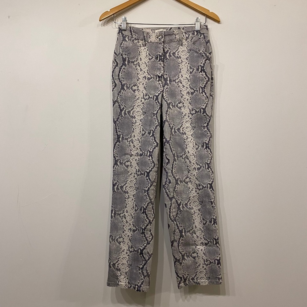Wilfred Free Aritzia Snakeskin Print High Waisted Straight Leg Pants Grey 2